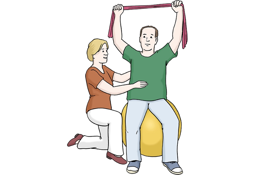 Krankengymnastik (Quelle: Lebenshilfe für Menschen mit geistiger Behinderung Bremen e.V., Illustrator Stefan Albers, Atelier Fleetinsel, 2013) Krankengymnastik (Quelle: Lebenshilfe für Menschen mit geistiger Behinderung Bremen e.V., Illustrator Stefan Albers, Atelier Fleetinsel, 2013)
